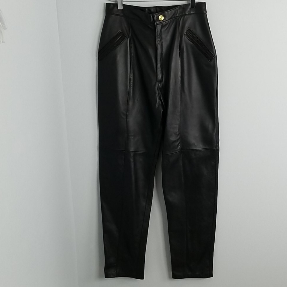 St Maarten Daryan Black Leather High Waisted Pants
